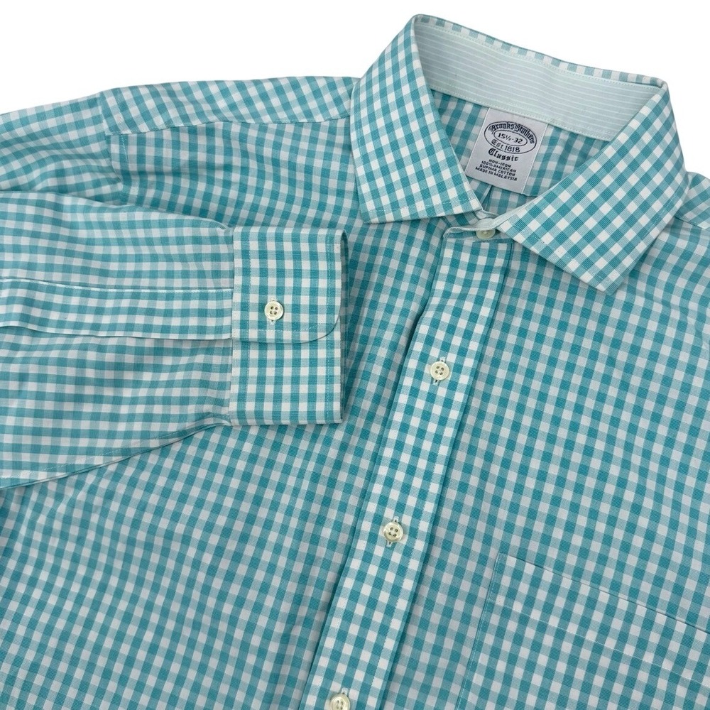 Brooks Brothers Classic Fit‎ Mens 15.5-32 Long Sleeve Dress Shirt Gingham Check